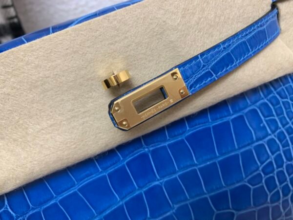 Kelly 25cm 7T Blue Electric Alligator Leather Top Handmade