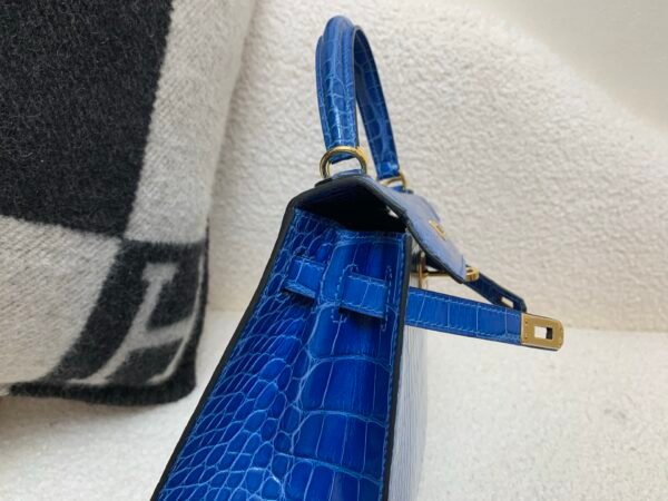 Kelly 25cm 7T Blue Electric Alligator Leather Top Handmade