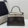 Kelly 25cm Top Handmade 88 Graphite Alligator Leather Silver Hardware