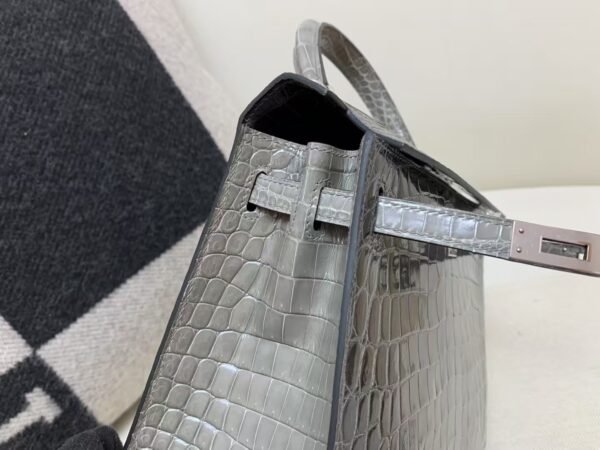 Kelly 25cm Top Handmade 88 Graphite Alligator Leather Silver Hardware