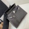 Kelly 25cm Top Handmade 88 Graphite Alligator Leather Silver Hardware