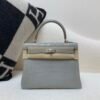 H Factory Kelly 25cm 80 Gris Perle Alligator Silver Hardware Top Handmade