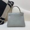 H Factory Kelly 25cm 80 Gris Perle Alligator Silver Hardware Top Handmade