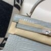 H Factory Kelly 25cm 80 Gris Perle Alligator Silver Hardware Top Handmade