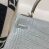 H Factory Kelly 25cm 80 Gris Perle Alligator Silver Hardware Top Handmade