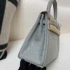 H Factory Kelly 25cm 80 Gris Perle Alligator Silver Hardware Top Handmade