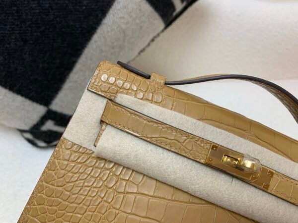 wsxc1783994473178_2 Kelly Pochette 22CM 4B Biscuit Original Alligator Leather Gold Hardware Top Handmade