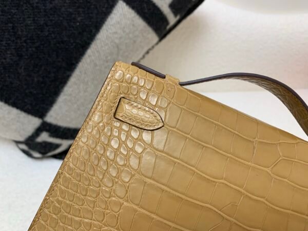 wsxc1783994473178_3 Kelly Pochette 22CM 4B Biscuit Original Alligator Leather Gold Hardware Top Handmade