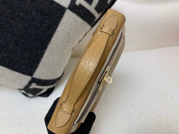 wsxc1783994473178_4 Kelly Pochette 22CM 4B Biscuit Original Alligator Leather Gold Hardware Top Handmade
