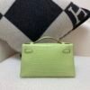 France Shipping Kelly Pochette 22cm Alligator Leather Gold Hardware R9 Jaune Bourgeon