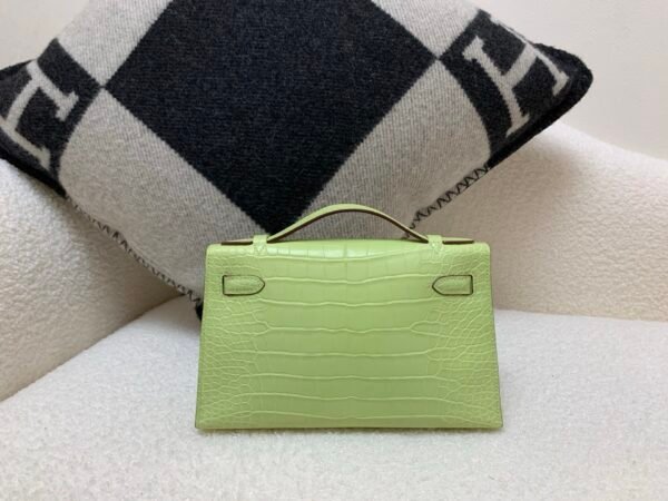 France Shipping Kelly Pochette 22cm Alligator Leather Gold Hardware R9 Jaune Bourgeon