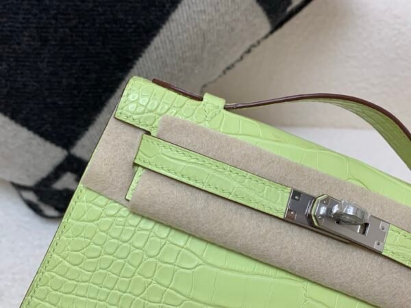 France Shipping Kelly Pochette 22cm Alligator Leather Gold Hardware R9 Jaune Bourgeon