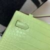 France Shipping Kelly Pochette 22cm Alligator Leather Gold Hardware R9 Jaune Bourgeon