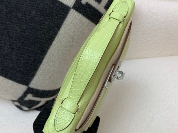 France Shipping Kelly Pochette 22cm Alligator Leather Gold Hardware R9 Jaune Bourgeon