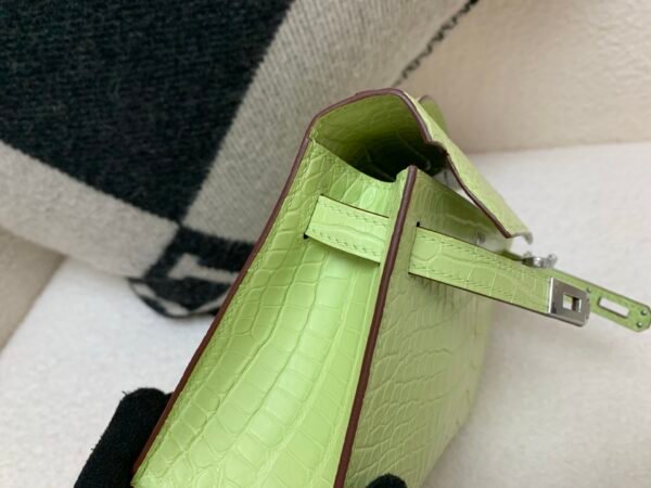 France Shipping Kelly Pochette 22cm Alligator Leather Gold Hardware R9 Jaune Bourgeon