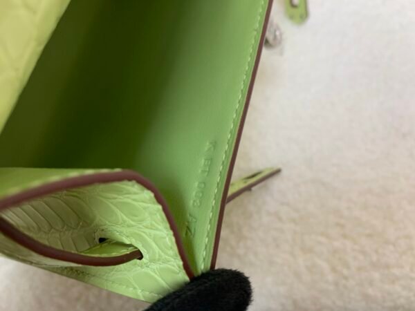 France Shipping Kelly Pochette 22cm Alligator Leather Gold Hardware R9 Jaune Bourgeon