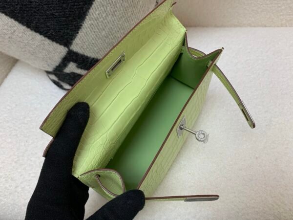 France Shipping Kelly Pochette 22cm Alligator Leather Gold Hardware R9 Jaune Bourgeon