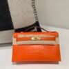 New custom made Kelly Pochette 22CM 93 Orange Alligator Leather Gold Hardware Full Handmade