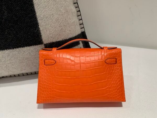 New custom made Kelly Pochette 22CM 93 Orange Alligator Leather Gold Hardware Full Handmade