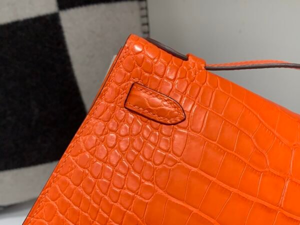 New custom made Kelly Pochette 22CM 93 Orange Alligator Leather Gold Hardware Full Handmade