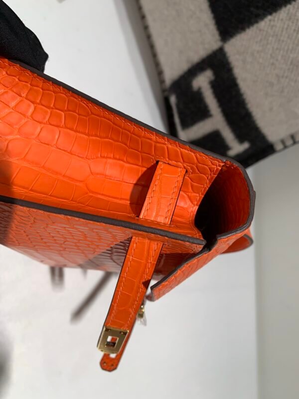 New custom made Kelly Pochette 22CM 93 Orange Alligator Leather Gold Hardware Full Handmade