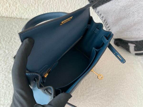 Global shipping Kelly 25cm S4 Deep Blue Swift Leather Full Handmade GHW